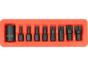 Kép: YATO Gepi spline bit keszlet 9 reszes 12 M6-M18 mm dugokulcs adapterrel.webp