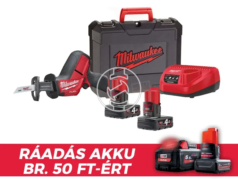 Milwaukee M12 CHZ-402C akkus orrfűrész 12 V | 150 mm | Szénkefementes | 2 x 4 Ah akku + töltő | Kofferben