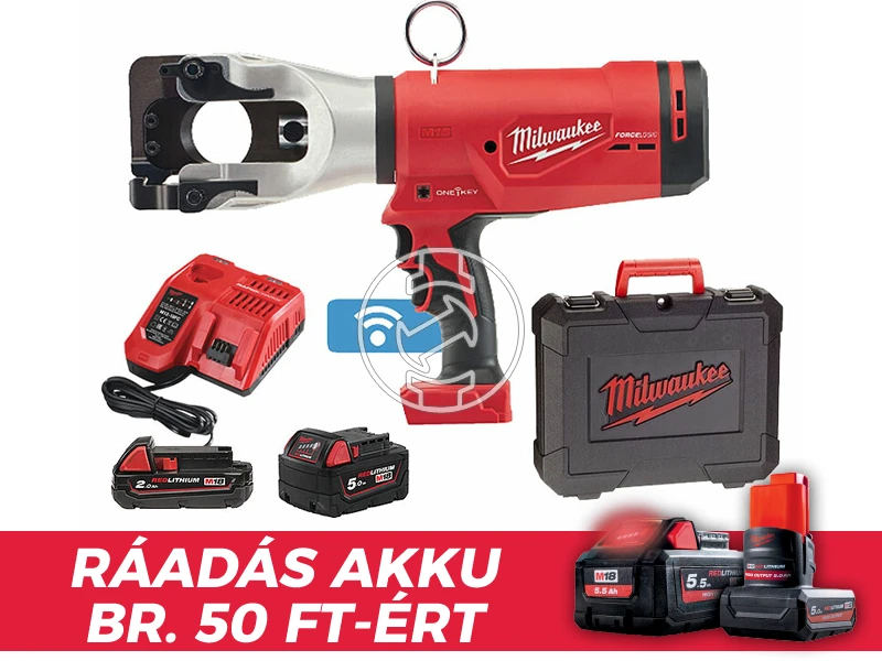 Milwaukee M18 HCC45-522C akkus kábelvágó 18 V | 44 mm | 77,8 kN | Szénkefementes | 2 Ah + 5 Ah akku + töltő | Kofferben