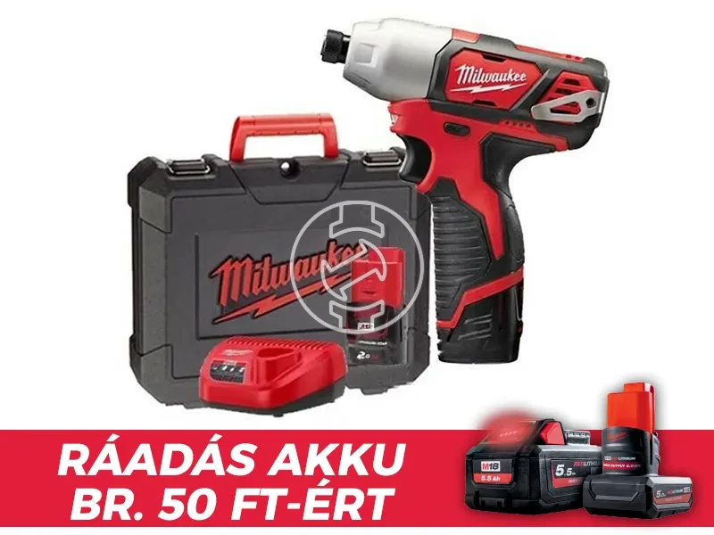 Milwaukee M12BID-202C akkus ütvecsavarozó bitbefogással 12 V | 112 Nm | 1/4 bit | Szénkefés | 2 x 2 Ah akku + töltõ | Kofferben