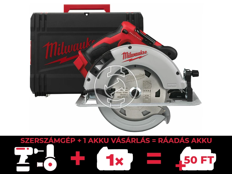 Milwaukee M18BLCS66-0X akkus körfűrész 18 V | Körfűrészlap 190 mm x 30 mm | Vágás max. 66 mm | Szénkefementes | Akku és töltő nélkül | Heavy Duty kofferben