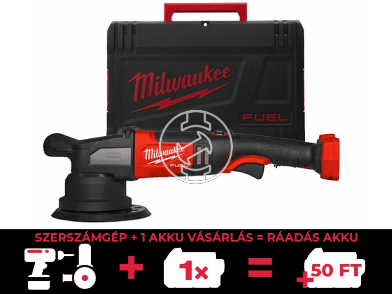 Milwaukee M18FROP21-0X akkus polírozógép 18 V | 150 mm | Szénkefementes | Akku és töltő nélkül | Heavy Duty kofferben