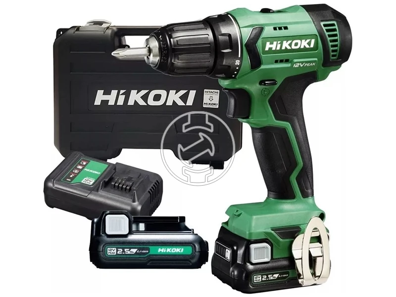 HiKOKI DS12DAWFZ akkus fúrócsavarozó tokmányos 12 V, 2 x 2.5 Ah, 38 Nm, 0-1400/min