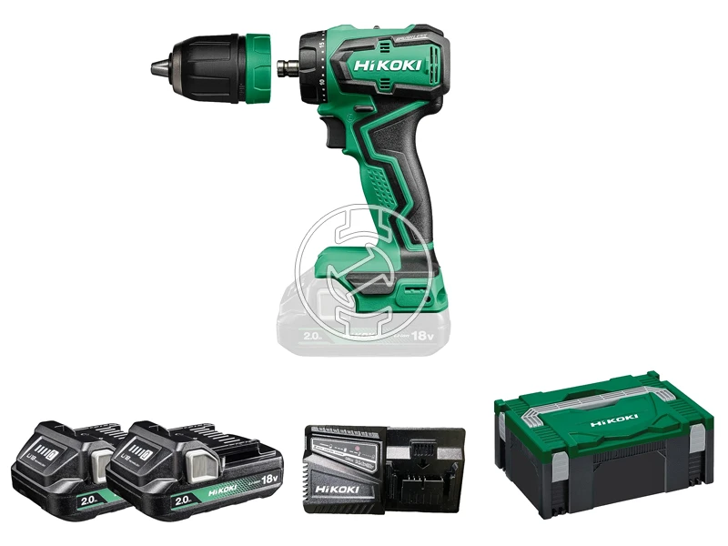 HiKOKI DS18DDQWQZ akkus fúrócsavarozó tokmányos 2 x 2 Ah, 1,3 kg, HSC+ töltő
