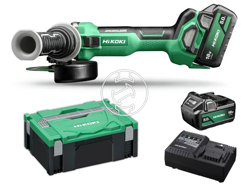 HiKOKI G1813DAWQZ akkus sarokcsiszoló 125 mm, 2 x 5 Ah+ töltő, HSC