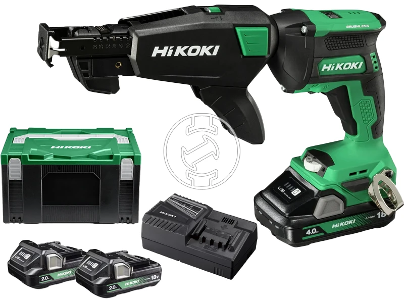 HiKOKI W18DAWCZ akkus csavarbehajtó mélységütközővel 2 x 4.0 Ah + töltő, 1,6 kg, HSC, csavartár