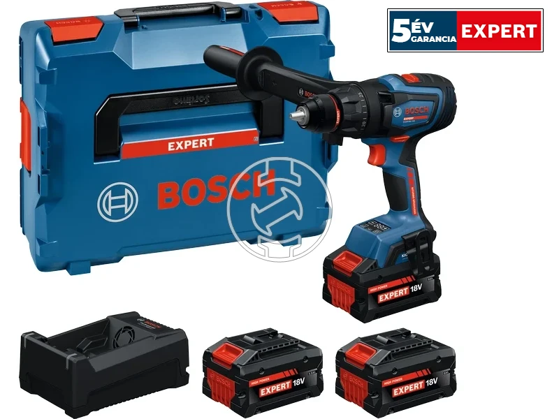 Bosch EXSR18V-150 akkus fúrócsavarozó tokmányos 18 V | 84 Nm/100 Nm/150 Nm | Szénkefementes | 2 x 8 Ah + 1 x 5,5 Ah akku + töltő | L-Boxx-ban