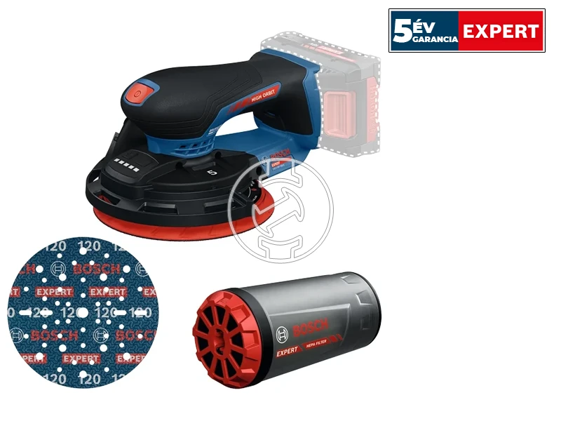 Bosch EXEX18V-150-5 akkus excentercsiszoló 18 V | 150 mm | Szénkefementes | Akku és töltő nélkül | Kartondobozban