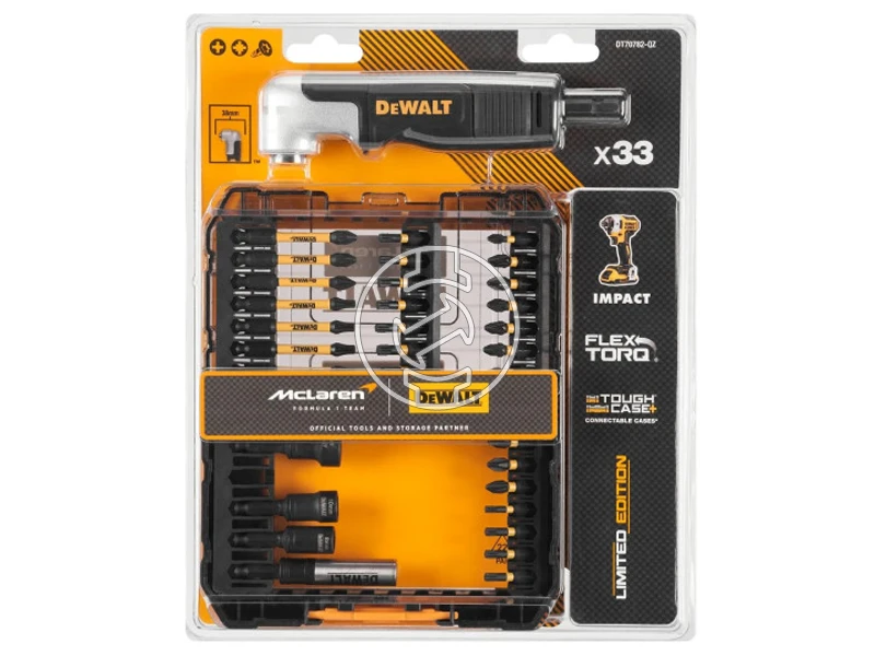 DeWalt McLaren szerszám készlet sarokfúró adapterrel