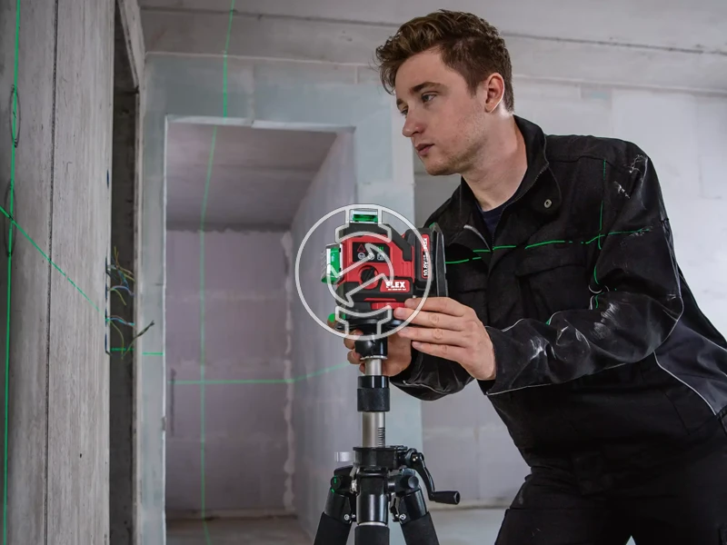 Flex ALC 3x360 Zöld vonallézer Hatósugár jelfogóval: 0 - 120 m | 1 x 2,5 Ah akku + töltő | L-Boxx-ban
