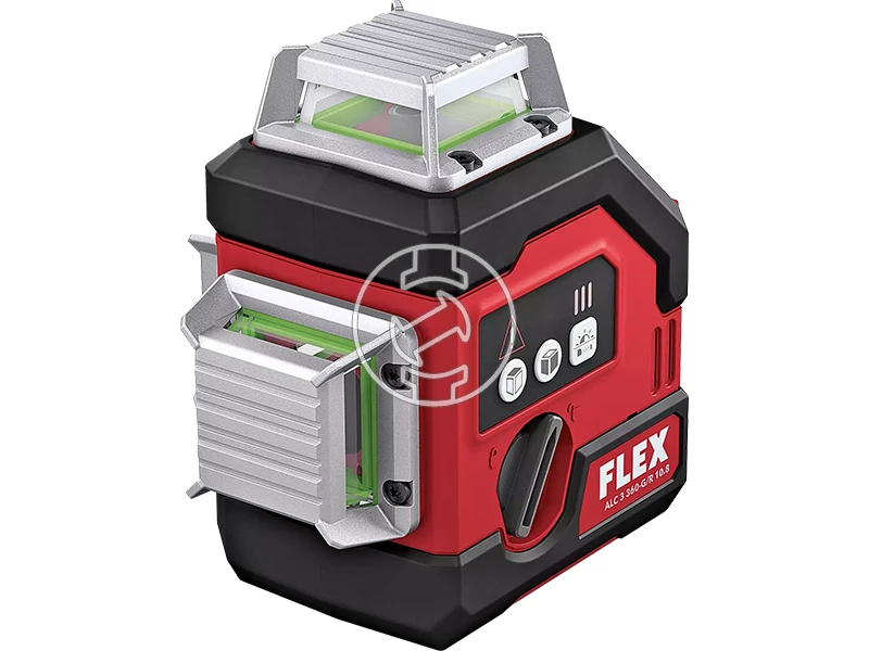 Flex ALC 3x360 Zöld vonallézer Hatósugár jelfogóval: 0 - 120 m | 1 x 2,5 Ah akku + töltő | L-Boxx-ban