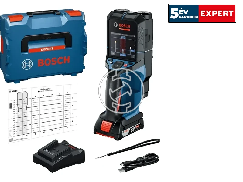 Bosch D-tect EXPERT 18V-200-17C falszkenner 200 mm | 18 V | 1 x 2 Ah akku + | L-Boxx-ban