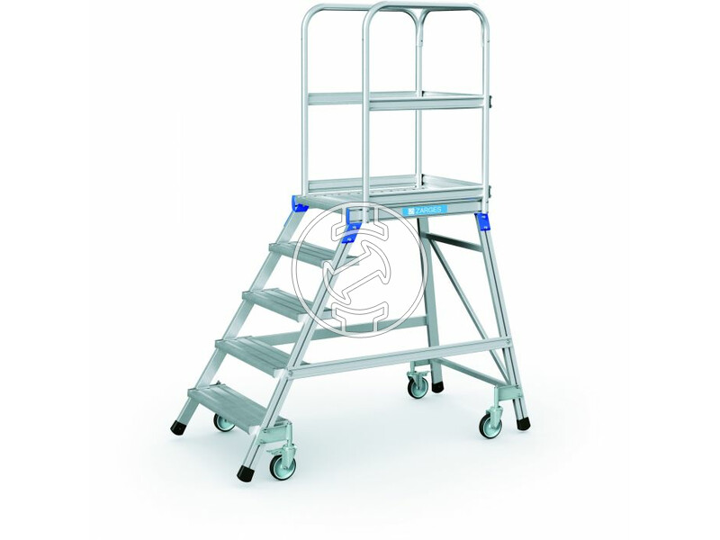 Zarges 8 fokos egy oldalon járható gurulós lépcsős dobogó