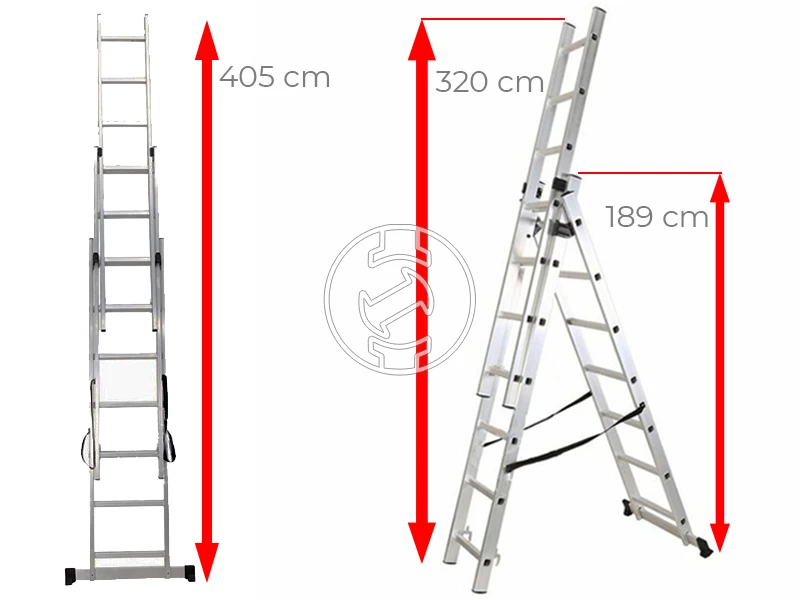 Ztrust háromrészes többcélú létra 3 x 7 fokos | 4,05 m | Alumínium