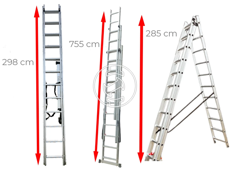 Ztrust háromrészes többcélú létra 3 x 11 fokos | Alumínium