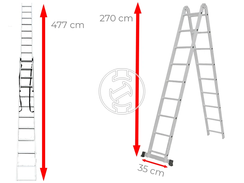 Ztrust kétrészes többcélú létra 2 x 10 fokos | 4,77 m | Alumínium
