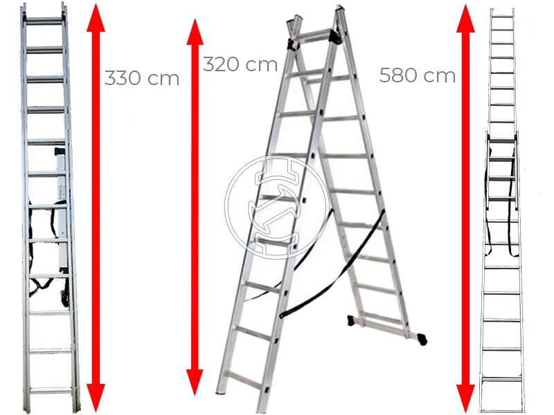 Ztrust kétrészes többcélú létra 2 x 12 fokos | 5,8 m | Alumínium