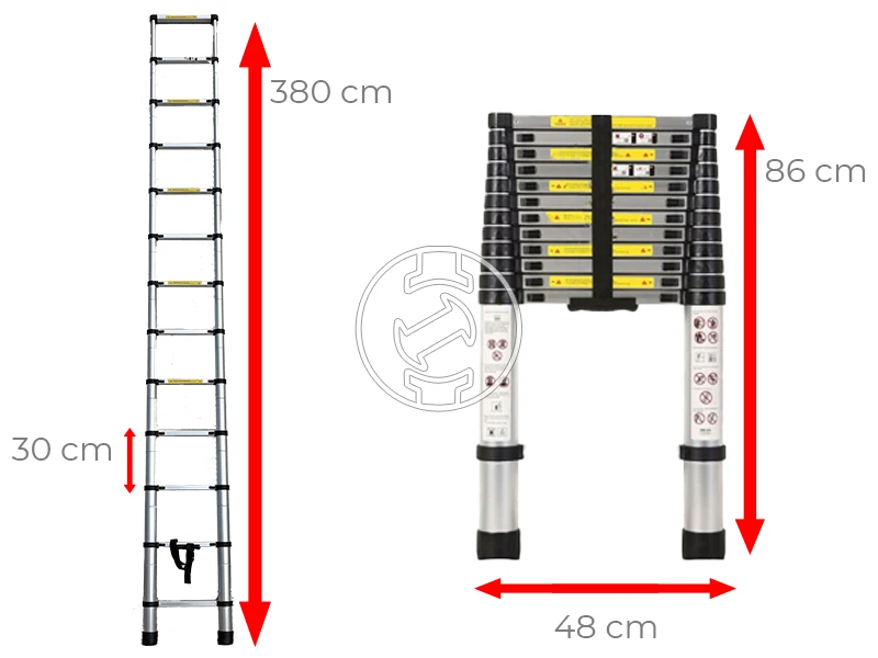 Ztrust teleszkópos támasztólétra 13 fokos | 3,8 m | Alumínium