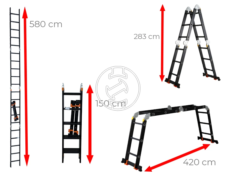 Ztrust ML405A négyrészes csuklós többcélú létra