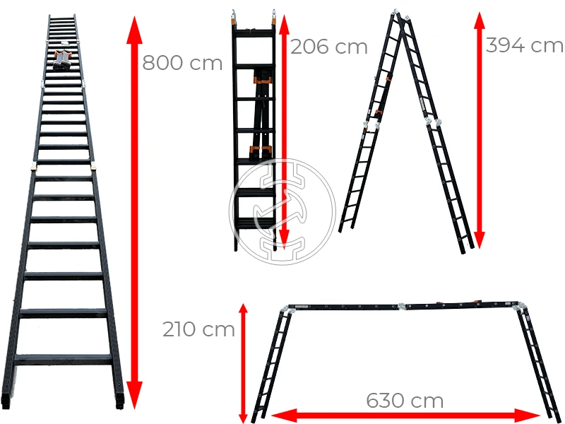 Ztrust ML407A négyrészes csuklós többcélú létra