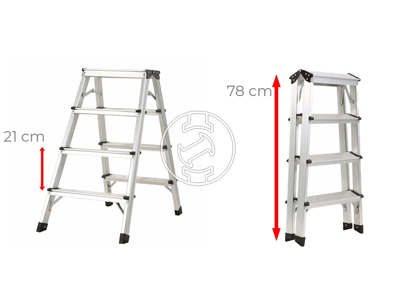 Ztrust két oldalon járható állólétra 2 x 4 fokos | 0,75 m | Alumínium