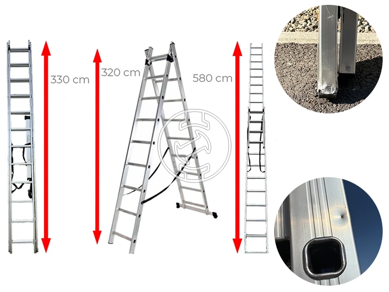 Ztrust kétrészes többcélú létra 2 x 12 fokos | 5,8 m | Alumínium