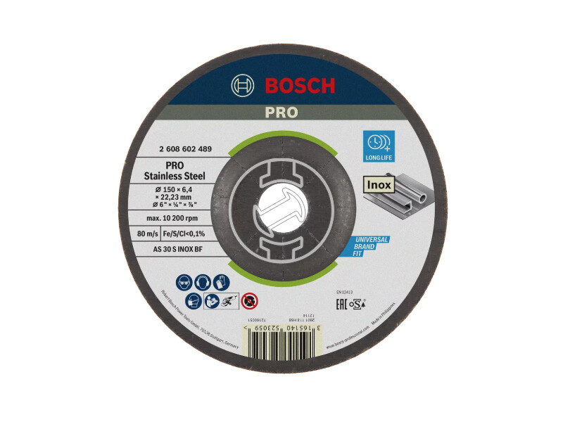 Bosch PRO Stainless Steel csiszolótárcsa 150 x 6 x 22,23 mm