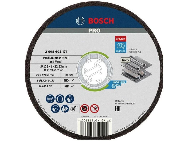 Bosch Standard for Metal WA 60 T BF | 125 x 22,23 x 1 mm | vágókorong