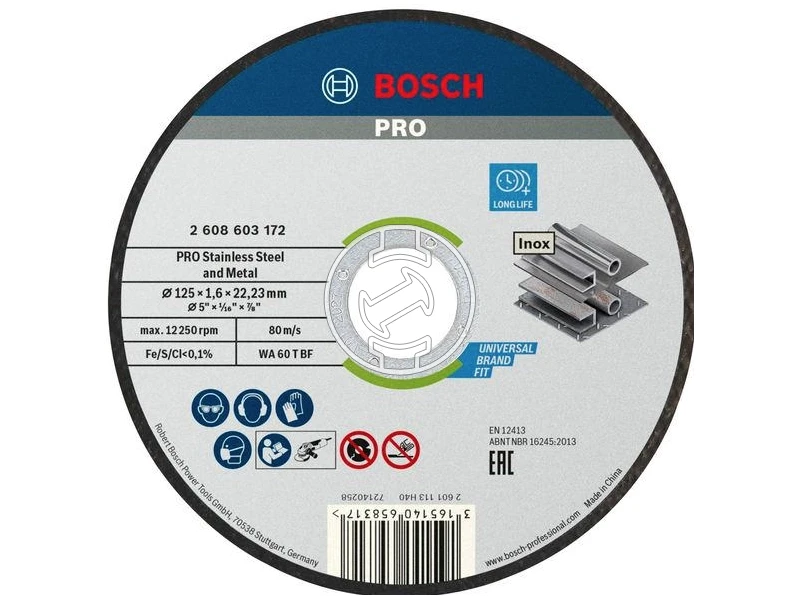 Bosch Standard for Metal WA 60 T BF | 125 x 22,23 x 1,6 mm | vágókorong