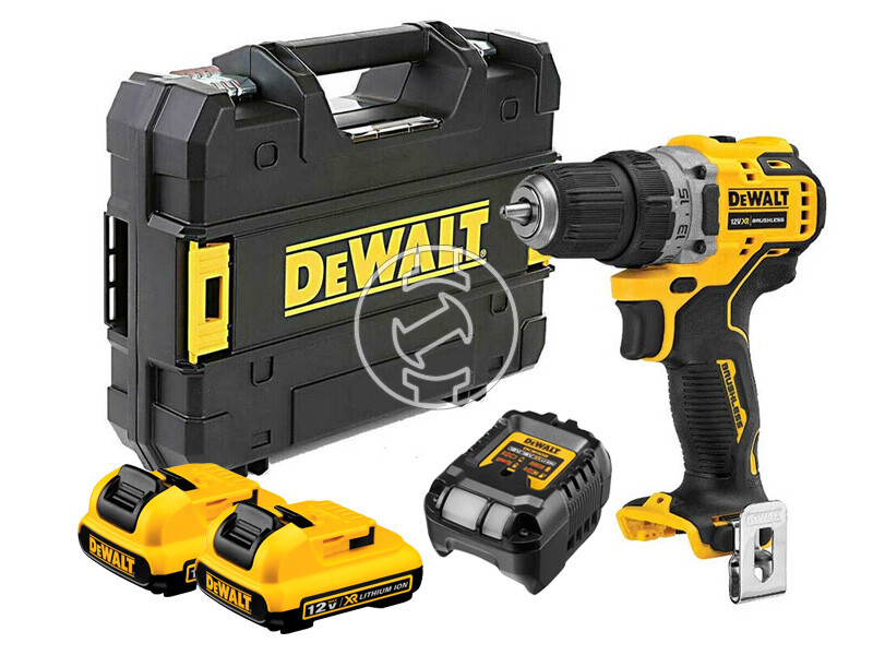 DeWalt DCD701D2-QW akkus fúrócsavarozó tokmányos 12 V | 57 Nm | Szénkefementes | 2 x 2 Ah akku + töltő | TSTAK kofferben