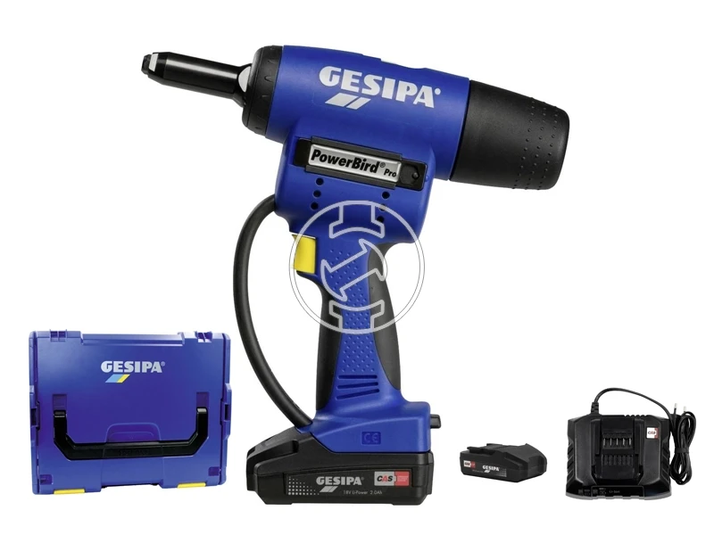 Gesipa PowerBird Pro Gold Edition akkus popszegecselő 2x2Ah + töltő