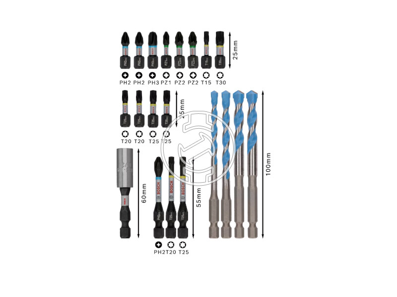 Bosch PRO Impact Multi Construction szerszám készlet 20 részes