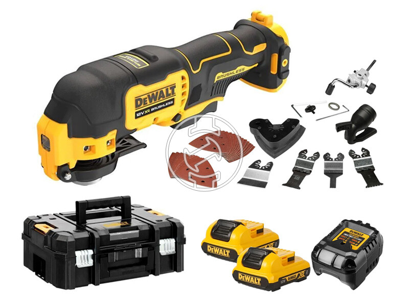 DeWalt DCS353D2-QW akkus oszcilláló multigép 12 V | 0 - 180001/min | Oszcillációs szög 3,2 ° | Szénkefementes | 2 x 2 Ah akku + töltő | TSTAK kofferben