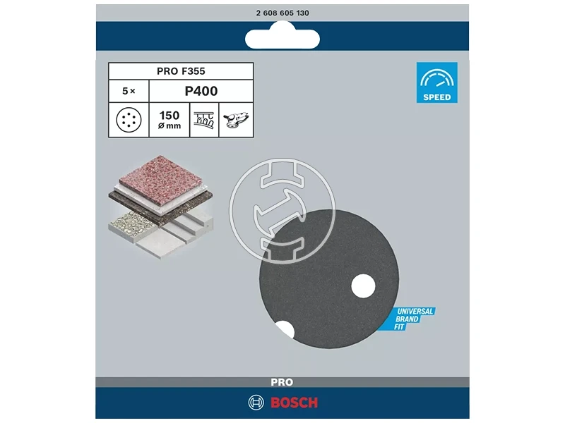 Bosch PRO F355 tépőzáras excentercsiszolópapír 150 mm, G400