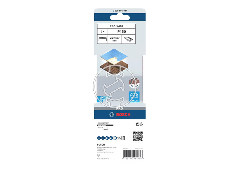 Bosch PRO X440 végtelenített csiszolószalag 75 x 457 mm, G150