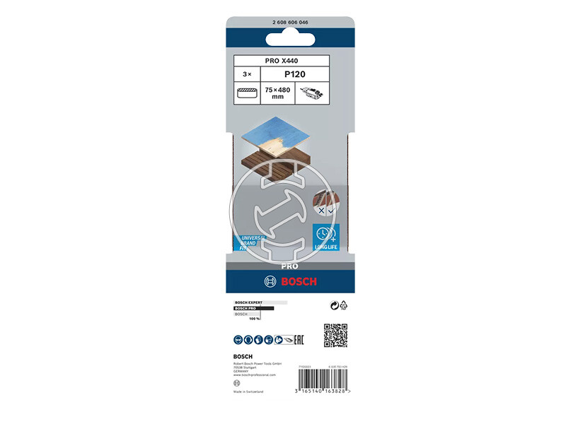 Bosch PRO X440 végtelenített csiszolószalag 75 x 480 mm, G120