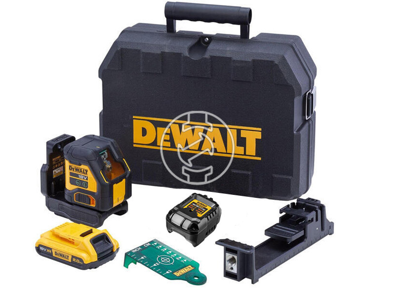 DeWalt DCLE34021D1-QW Zöld vonallézer Hatósugár jelfogóval: 0 - 100 m | 1 x 2 Ah akku + töltő | Kofferben