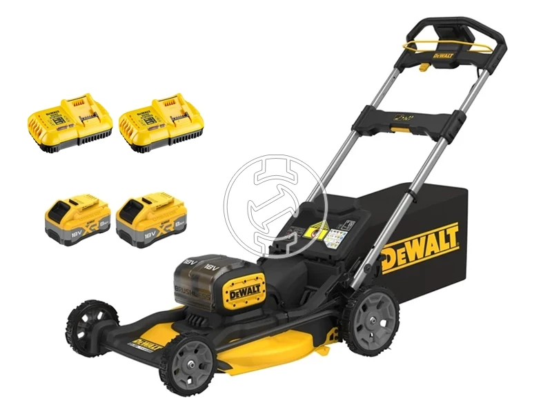 DeWalt DCMWP134W2-QW akkus fûnyíró 2 x 18 V | 480 mm | 800 m<sup>2</sup> | Szénkefementes | 2 x 8 Ah akku + töltõ