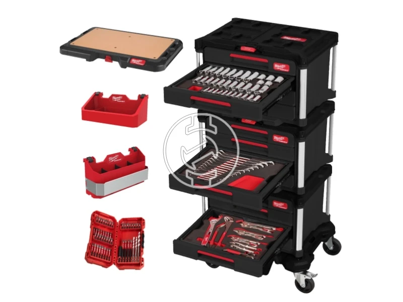 Milwaukee szerszámkészlet 3x4 fiókos 382 részes