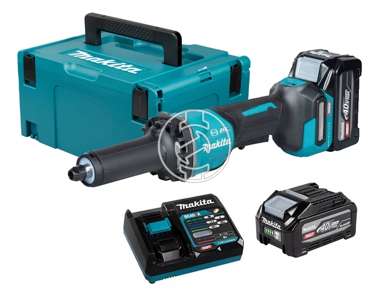 Makita GD002GU201 akkus egyenes csiszoló 40 V | 6 mm | Szénkefementes | 2 x 4 Ah akku + töltő | MakPac-ban