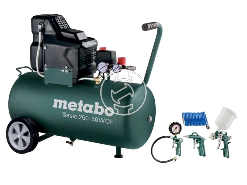 Metabo Basic 250-50 W elektromos dugattyús kompresszor Beszívott levegő: 250 l/perc | 50 l | 8 bar | 230 V