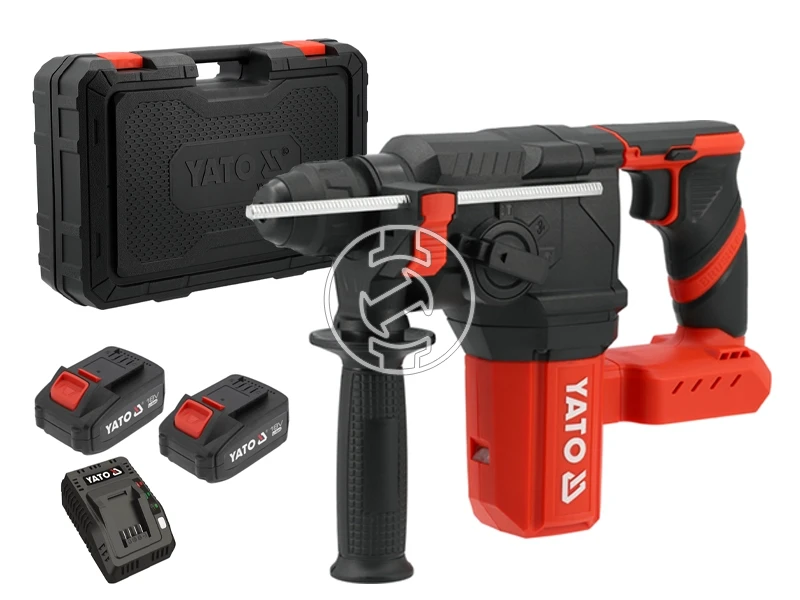 Yato YT-827722 akkus fúró-vésőkalapács 18 V | 2,5 J | Betonban: 22 mm | 2 kg | Szénkefementes | 2 x 4 Ah akku + töltő | Kartondobozban