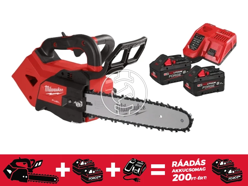 Milwaukee M18FTHCHS30-802 akkus láncfűrész 18 V | 300 mm | Szénkefés | 2 x 8 Ah akku + töltő
