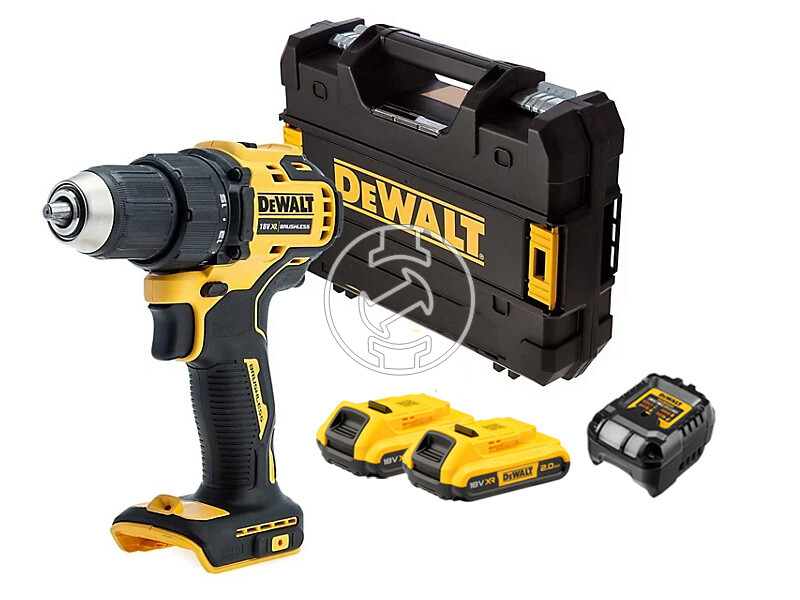 DeWalt DCD708D2T-QW akkus fúrócsavarozó tokmányos 18 V | 26 Nm/65 Nm | Szénkefementes | 2 x 2 Ah akku + töltő | TSTAK kofferben