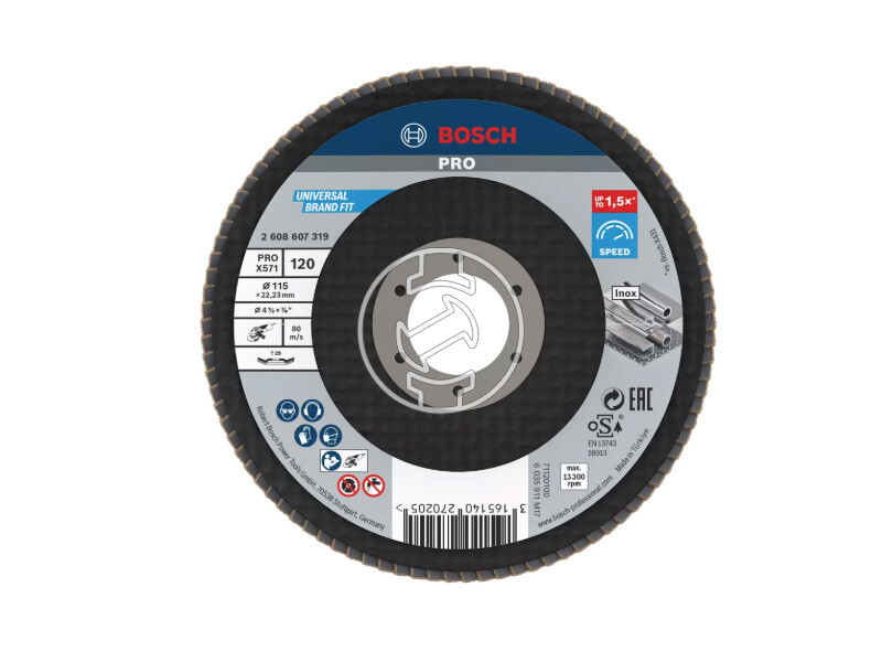 Bosch PRO X571 lamellás csiszolótárcsa 115 mm, G120