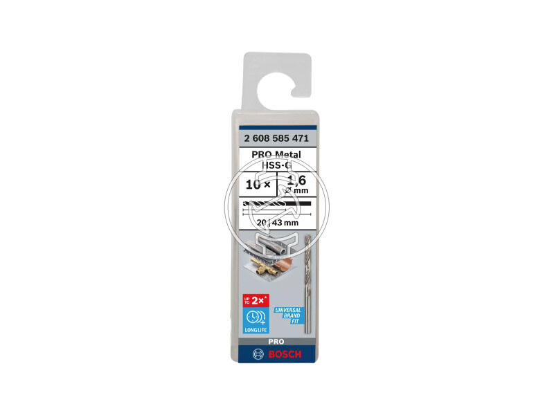 Bosch PRO Metal HSS-G hSS-G fémfúró 1,6 x 20 x 43 mm