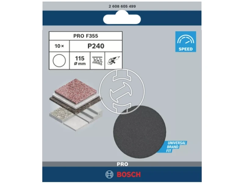 Bosch PRO F355 tépőzáras excentercsiszolópapír 115 mm, G240