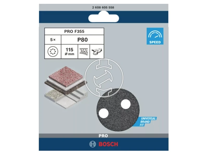Bosch PRO F355 tépőzáras excentercsiszolópapír 115 mm, G80