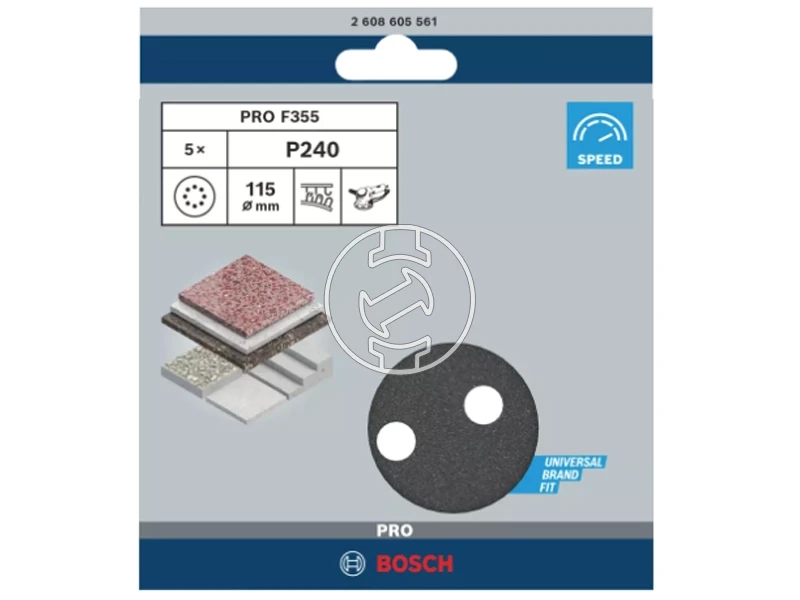 Bosch PRO F355 tépőzáras excentercsiszolópapír 115 mm, G240