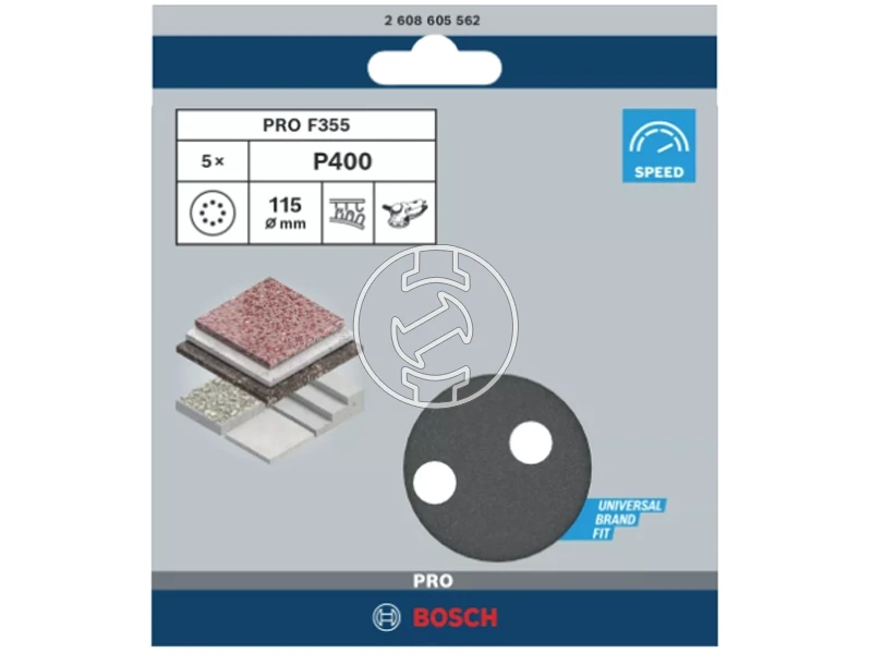 Bosch PRO F355 tépőzáras excentercsiszolópapír 115 mm, G400